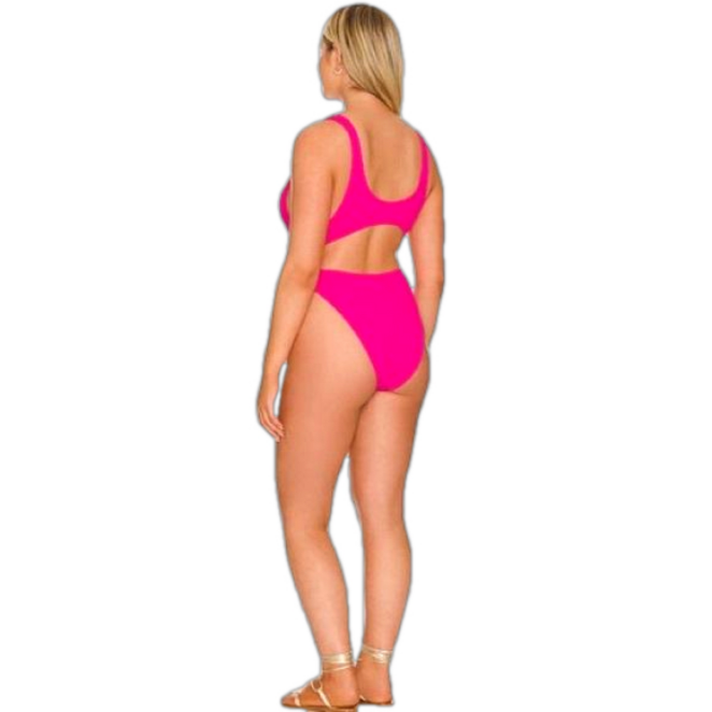 Good American Pink Cutout One Piece Swimsuit Size 00/0 NWT High Cut Monokini - Picture 3 of 8